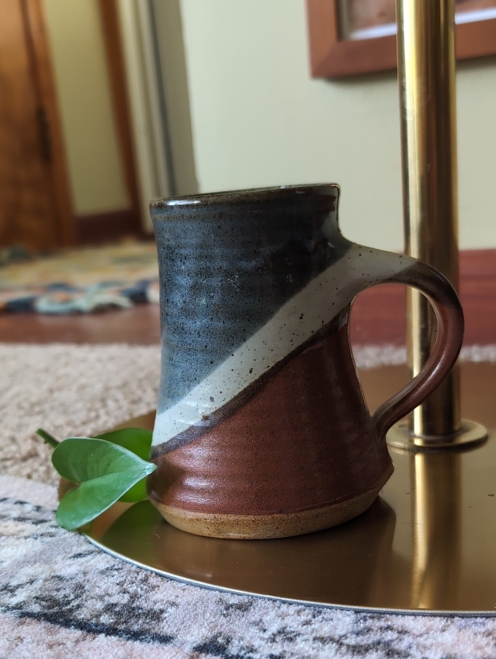 Ceramic Glazed Mug in Brown, Cream & Blue - Picture 11 of 12